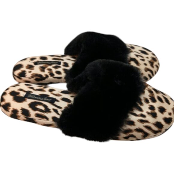 Victoria's Secret Leopard Print Slippers with Black Faux Fur Trim Size Small - Picture 5 of 8